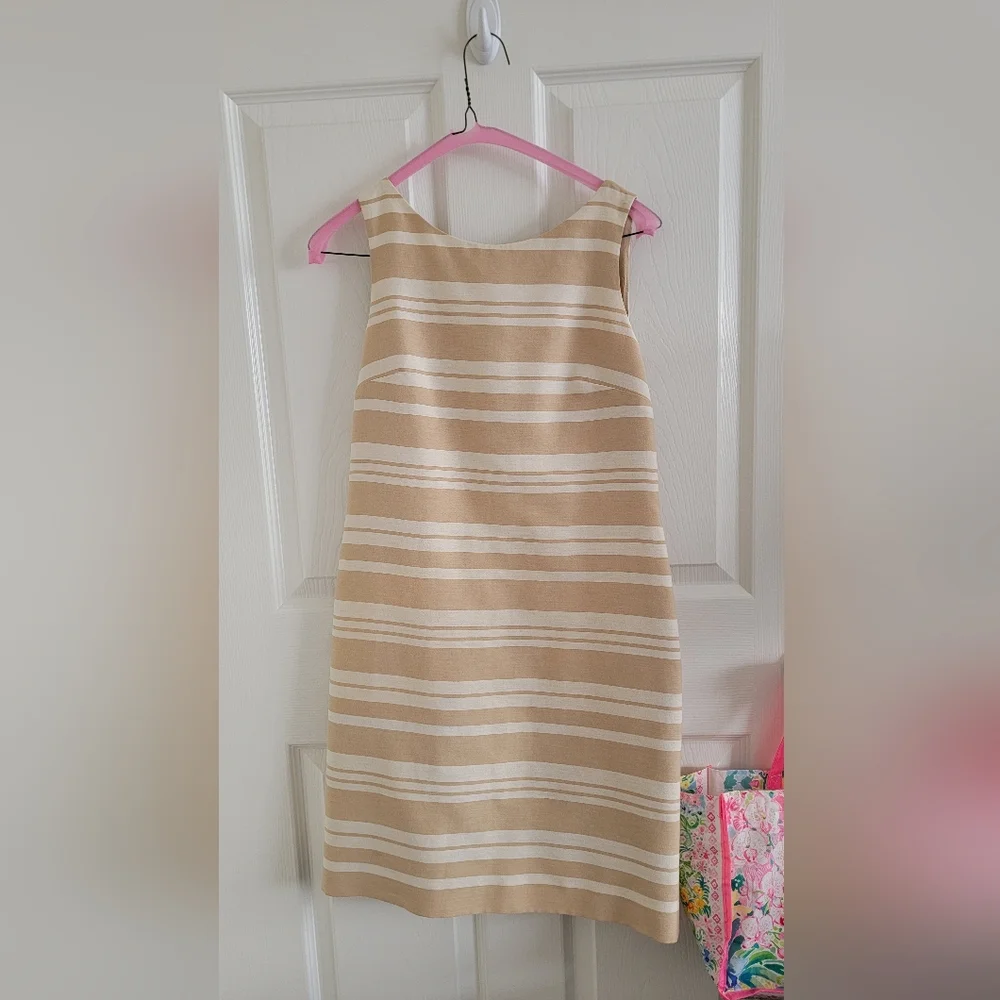 Banana Republic Tan and Cream Striped Boatneck Shift Dress, Size 2 - Picture 15 of 16